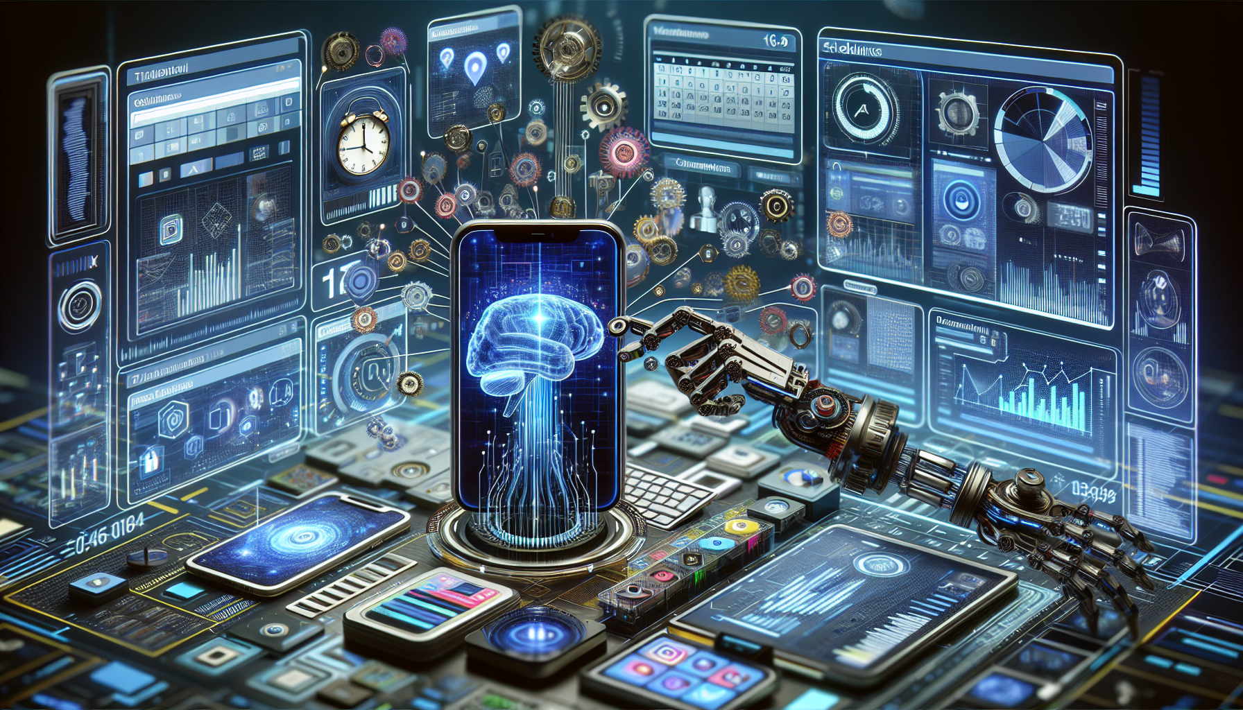 Social media automation tools dashboard showing scheduling interface with multiple platform icons and analytics