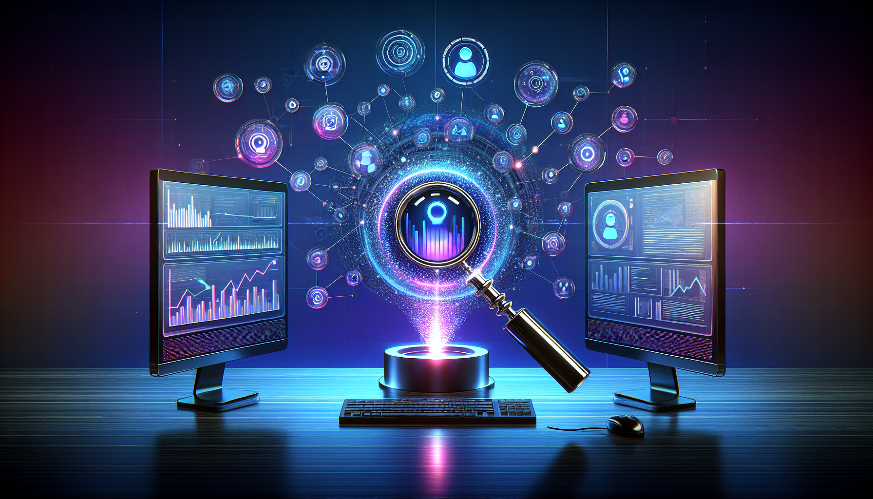 Dashboard da plataforma Searchfy AI mostrando análise de visibilidade de marca em 8 modelos de IA com gráficos